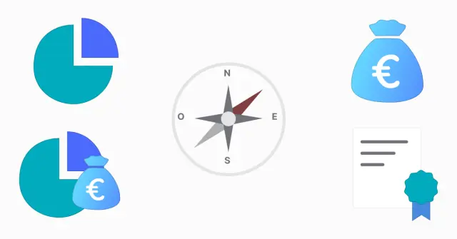 Image symbolisant les différentes sources de financement en capital-risque, avec au centre une rose des vents pour indiquer la direction et les options disponibles pour les startups et les investisseurs